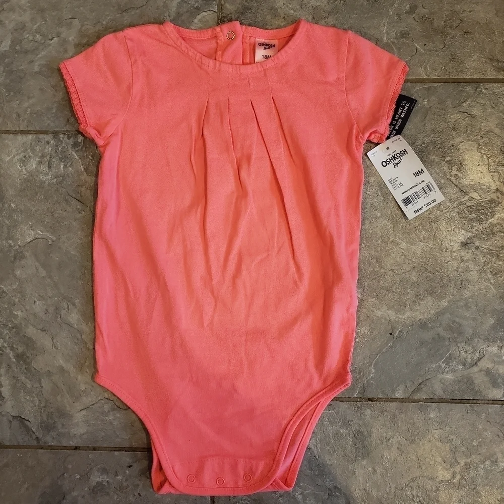 OshKosk B'gosh Bright Coral One Piece Bodysuit 18M
